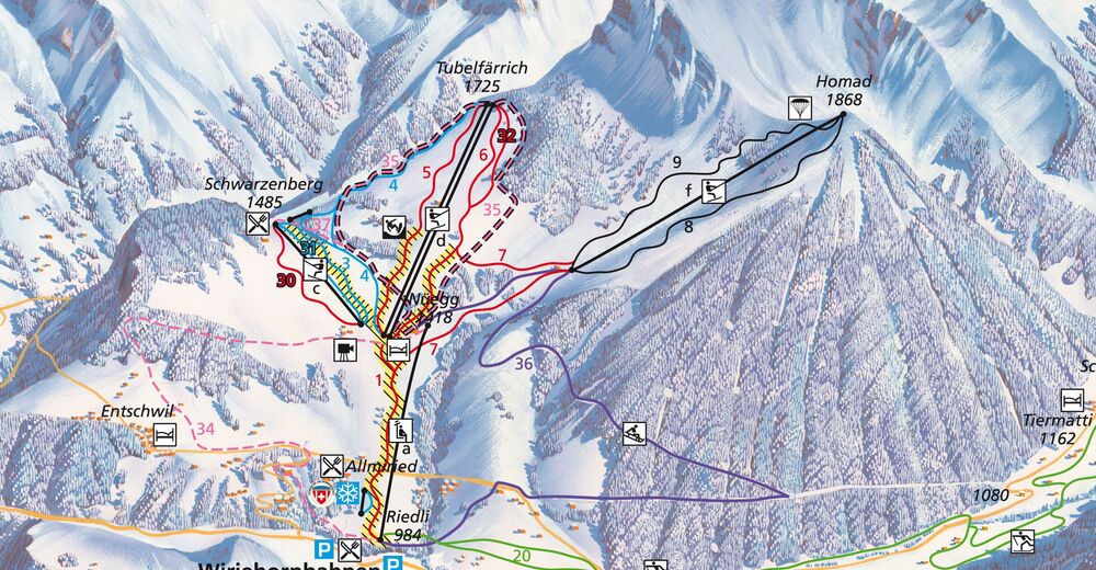 Mappa delle piste Comparto sciistico Wiriehorn / Diemtigtal