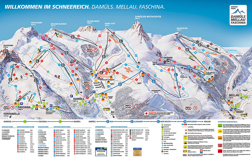 PistenplanSkigebiet Skischaukel Mellau / Damüls / Faschina