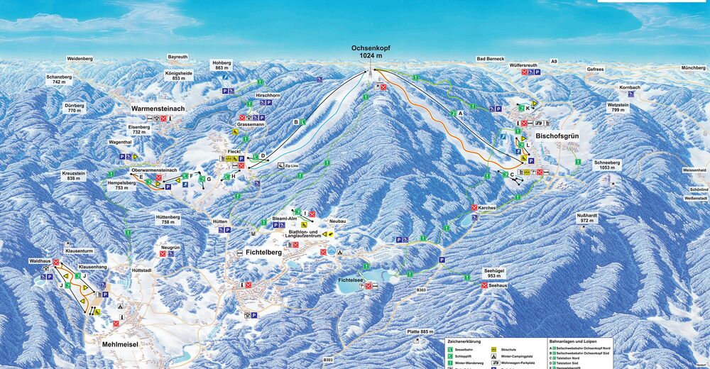 Pistenplan Skigebiet Ochsenkopf