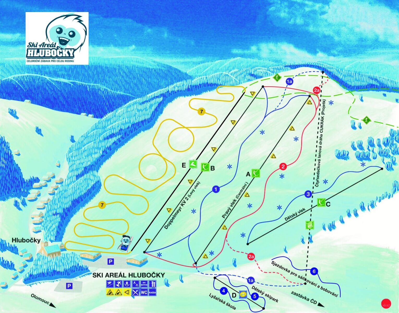 PistenplanSkigebiet Ski areál Hlubočky