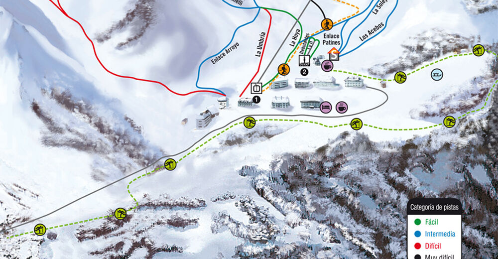 Mapa stoków Ośrodek narciarski Valgrande-Pajares
