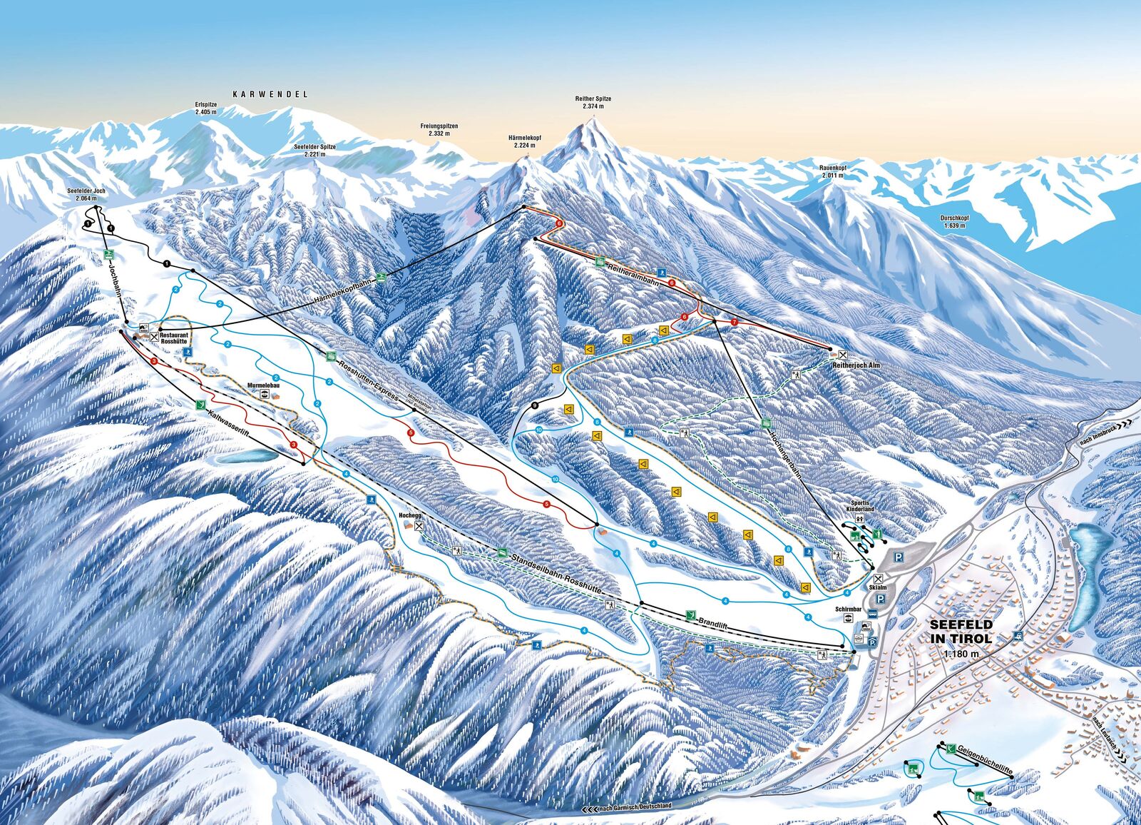 Pistenplan Skigebiet Seefeld / Rosshütte Pistenplan Skigebiet Seefeld / Rosshütte