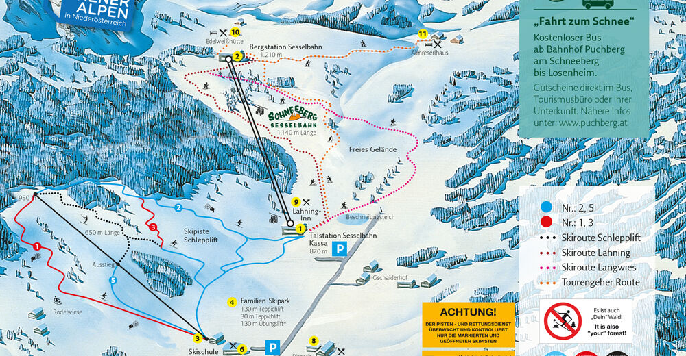 План лыжни Лыжный район Puchberg am Schneeberg / Schneeberg Sesselbahn