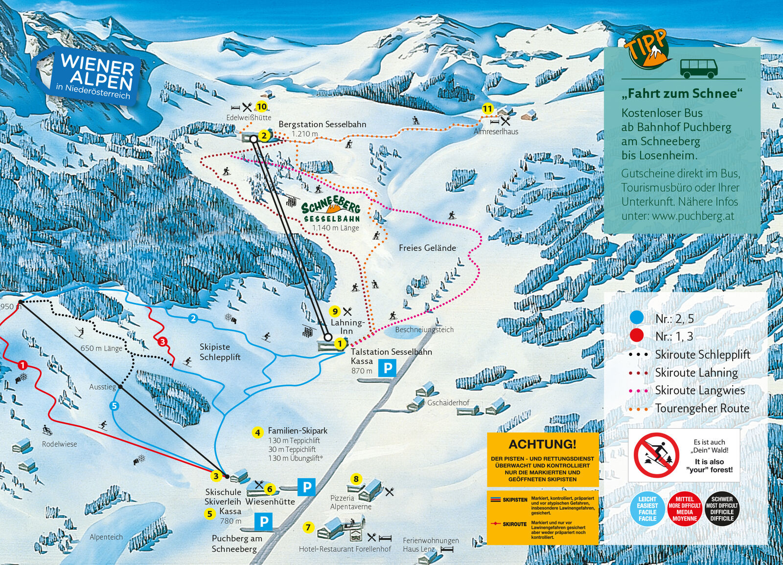Pistenplan Skigebiet Puchberg am Schneeberg / Schneeberg Sesselbahn Pistenplan Skigebiet Puchberg am Schneeberg / Schneeberg Sesselbahn