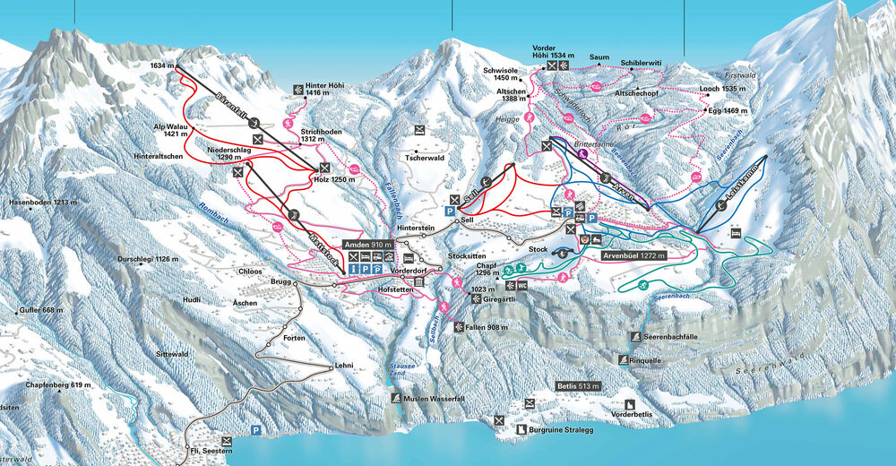 Plan skijaških staza Skijaško područje Amden