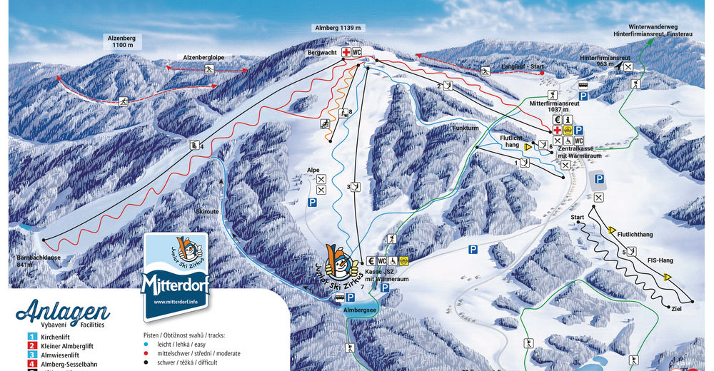 Plan skijaških staza Skijaško područje Mitterdorf - Mitterfirmansreut