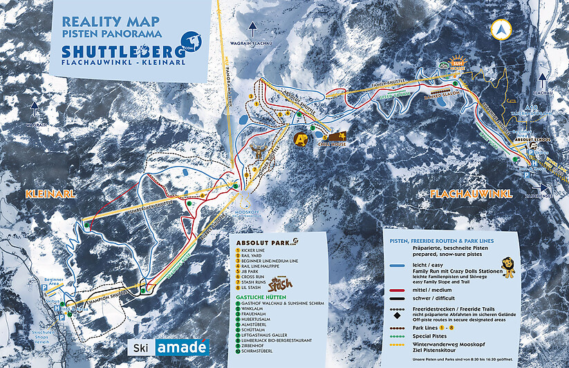 PistenplanSkigebiet Ski amade / Shuttleberg Flachauwinkl-Kleinarl