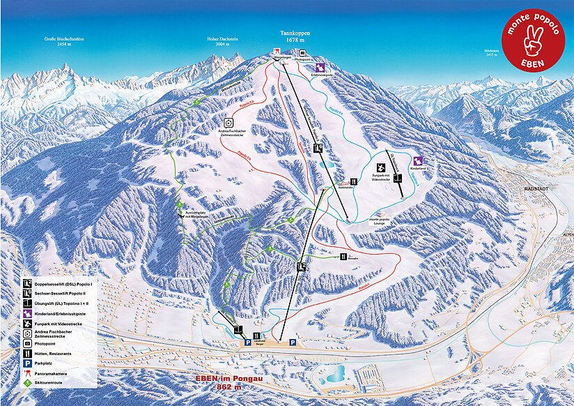 PistenplanSkigebiet Ski amade / Eben / monte popolo