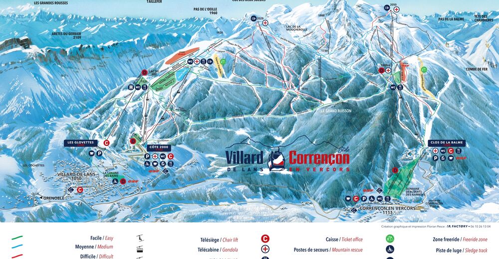 Plan de piste Station de ski Corrençon - Villard de Lans