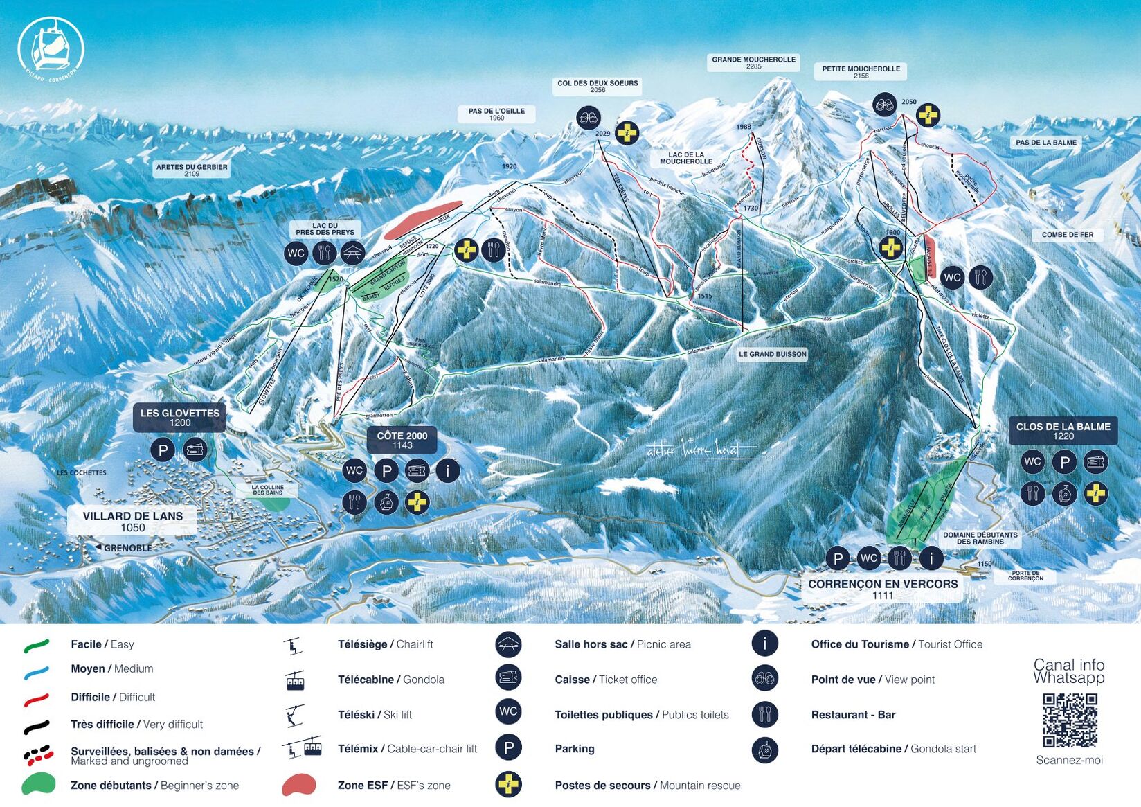 PistenplanSkigebiet Villard de Lans - Corrençon