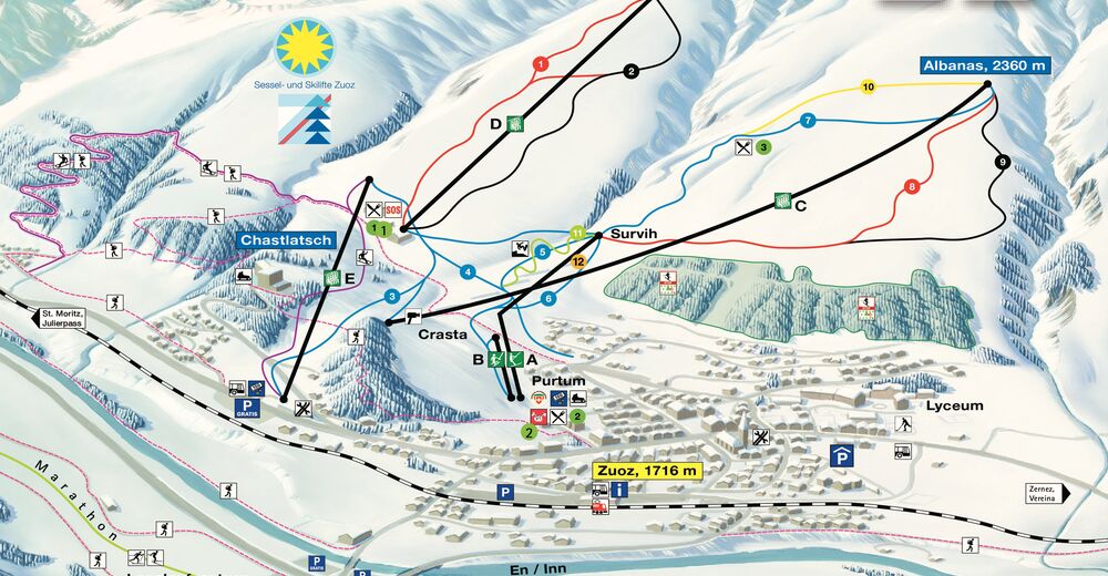 Pistenplan Skigebiet Zuoz