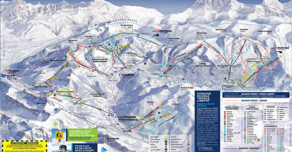 Piste map Ski resort Torgon / Portes du Soleil