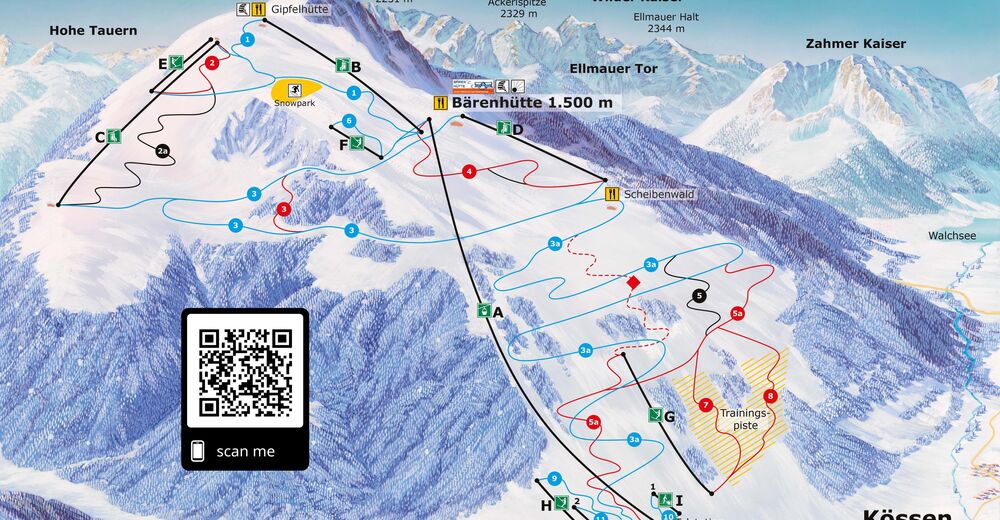 Mapa stoków Ośrodek narciarski Hochkössen / Unterberg