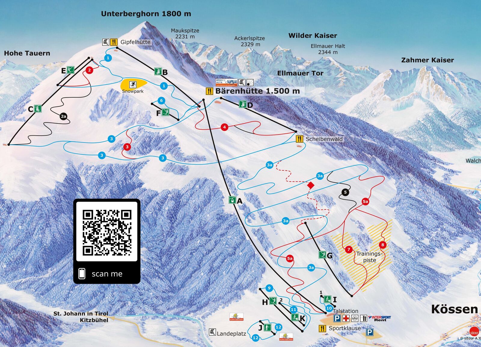 Pistenplan Skigebiet Hochkössen / Unterberg Pistenplan Skigebiet Hochkössen / Unterberg