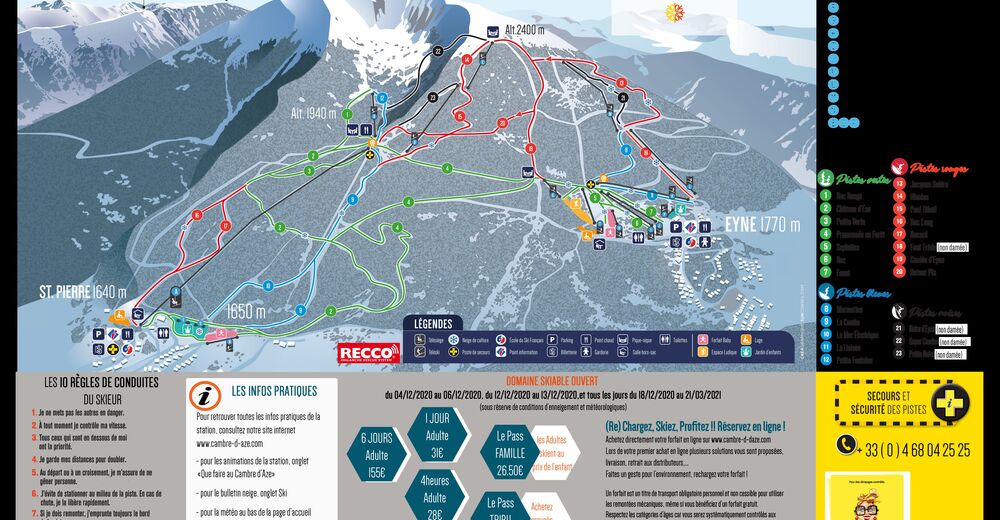 Planul pistelor Zonă de schi Cambre d'Aze
