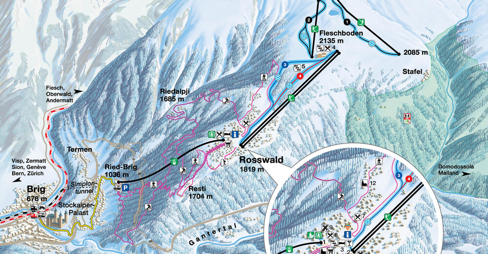 Pistenplan Skigebiet Rosswald