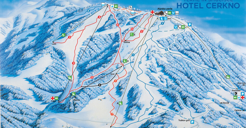 Planul pistelor Zonă de schi Cerkno