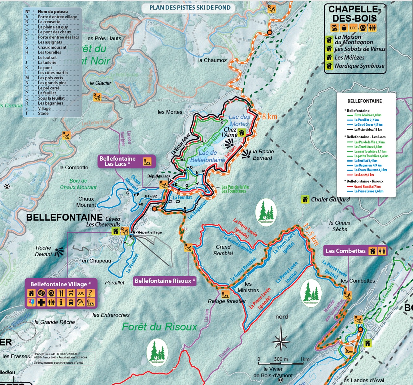 BERGFEX Loipenplan Bellefontaine / Elan Nordique Langlaufen