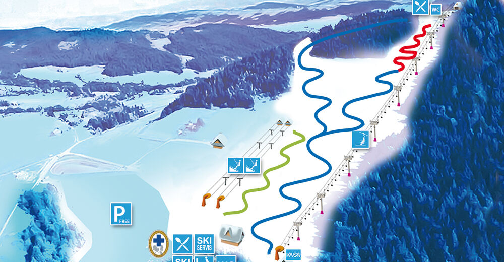 Pistenplan Skidåkningsområde Limanowa Ski