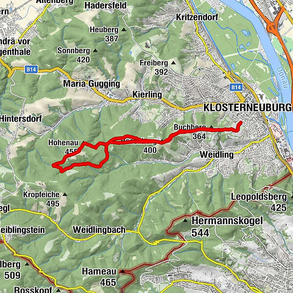 Klosterneuburg Eichenhain RDW - BERGFEX - Wanderung - Tour Niederösterreich