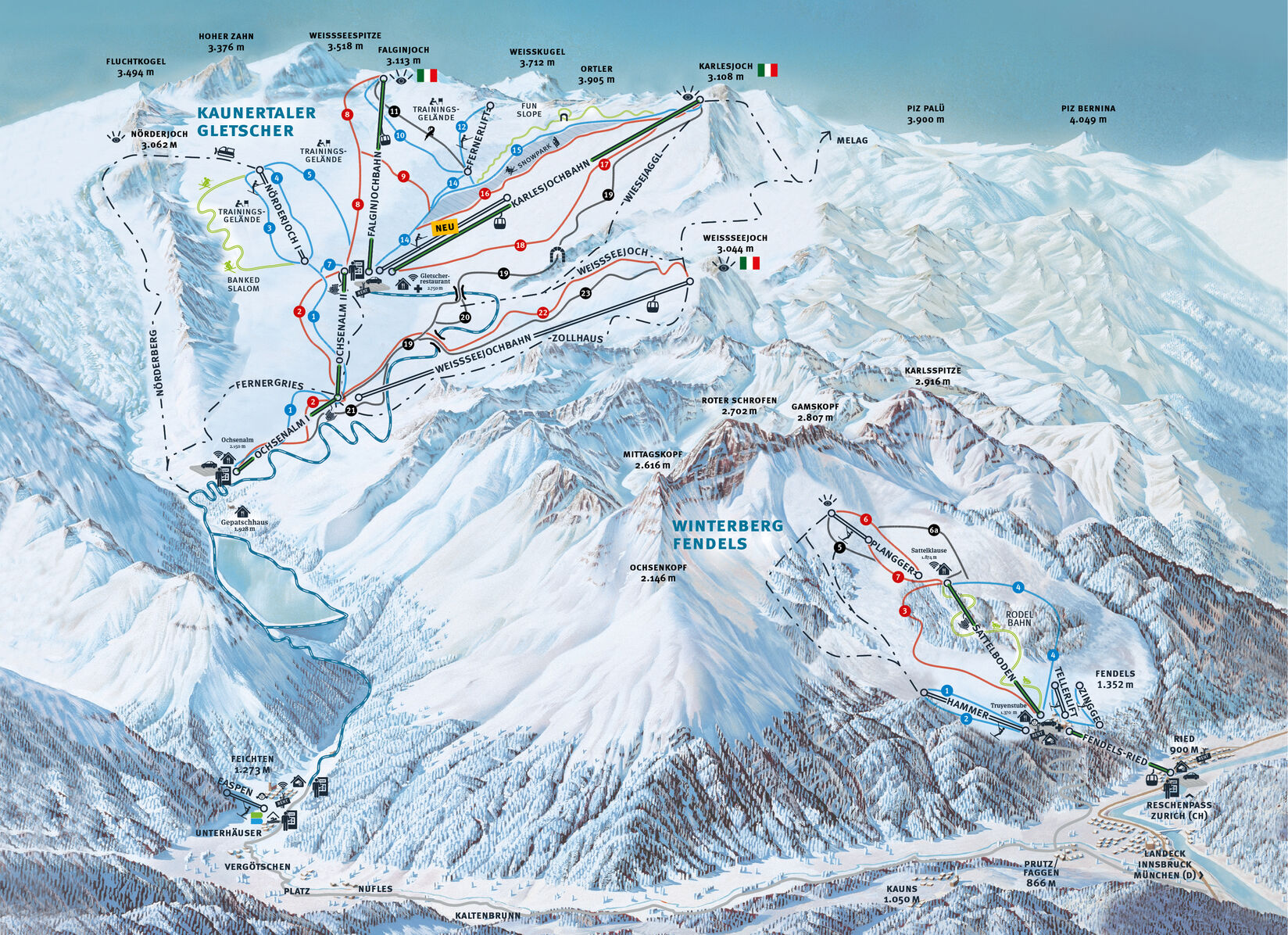 PistenplanSkigebiet Kaunertaler Gletscher / Kaunertal