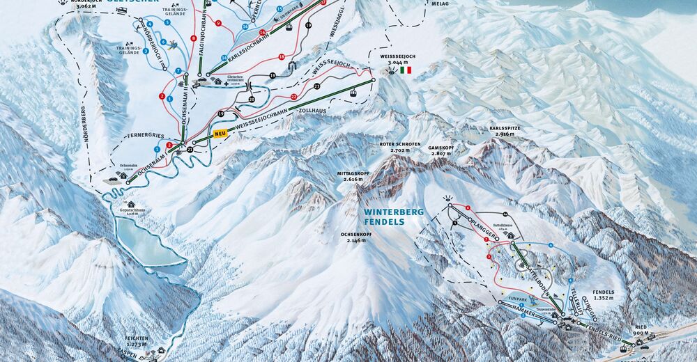 Mappa delle piste Comparto sciistico Kaunertaler Gletscher / Kaunertal