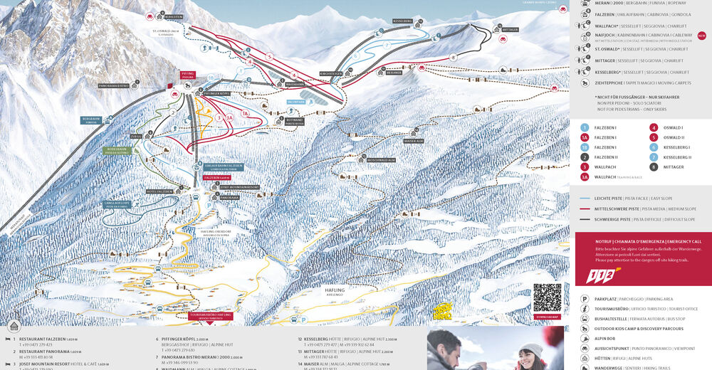 Piste map Ski resort Meran 2000