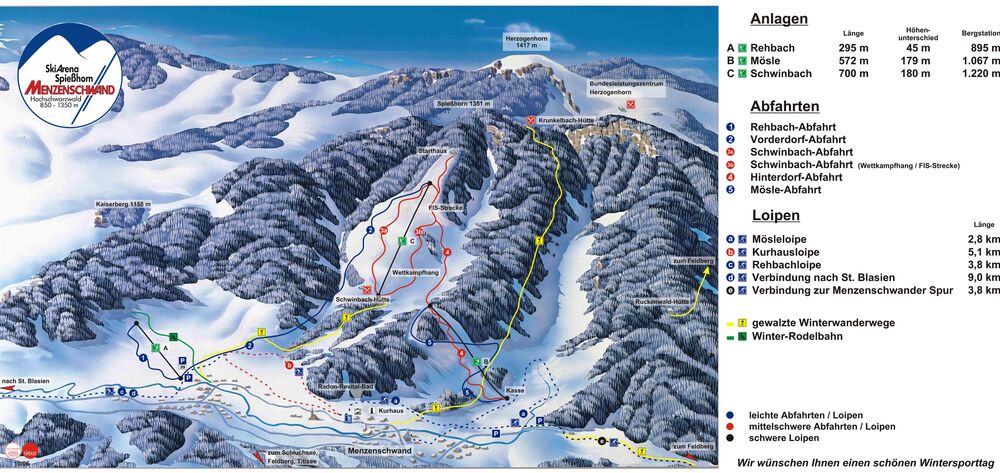 Pistenplan Skigebiet Menzenschwand / St. Blasien