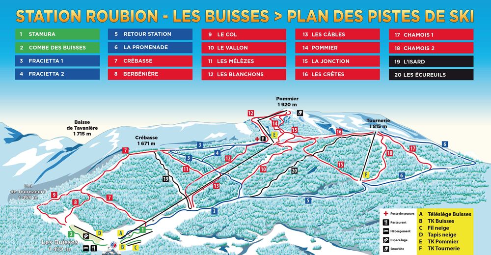 Plan de piste Station de ski Roubion-Les-Buisses