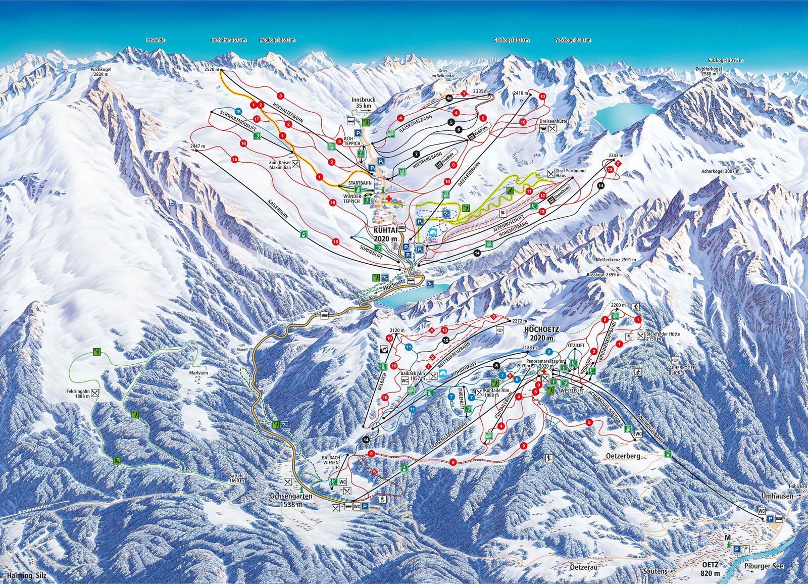 Pistenplan Skigebiet Kühtai Pistenplan Skigebiet Kühtai