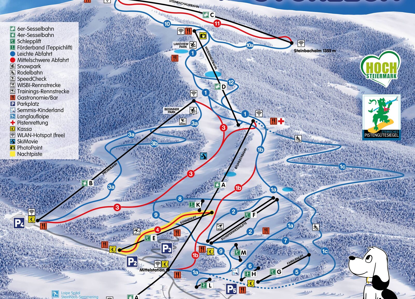 Pistenplan Skigebiet Stuhleck / Semmering
