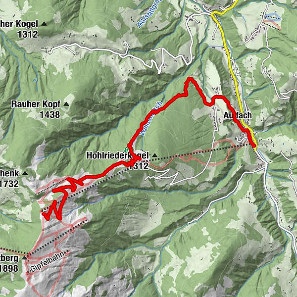 Schatzberg-Auffach über Mittelstation Schatzbergbahn - BERGFEX ...
