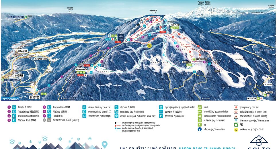 Plan skijaških staza Skijaško područje Golte