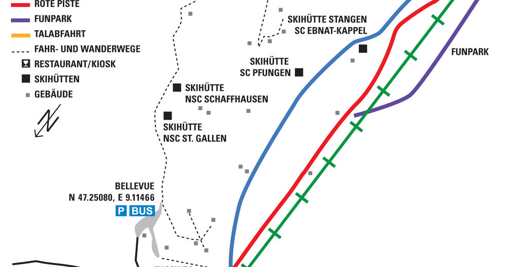 Planul pistelor Zonă de schi Tanzboden / Ebnat-Kappel