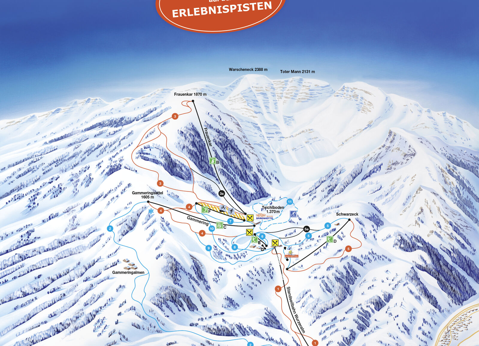 Pistenplan Skigebiet Wurzeralm / Spital am Pyhrn