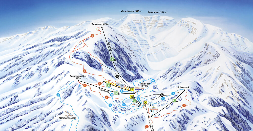 Plan skijaških staza Skijaško područje Wurzeralm - Spital am Pyhrn