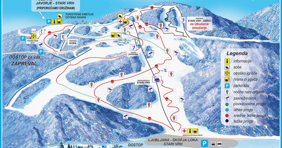 Plan skijaških staza Skijaško područje Stari vrh
