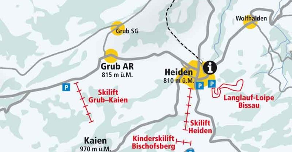 Pistenplan Skigebiet Heiden / Bischofsberg