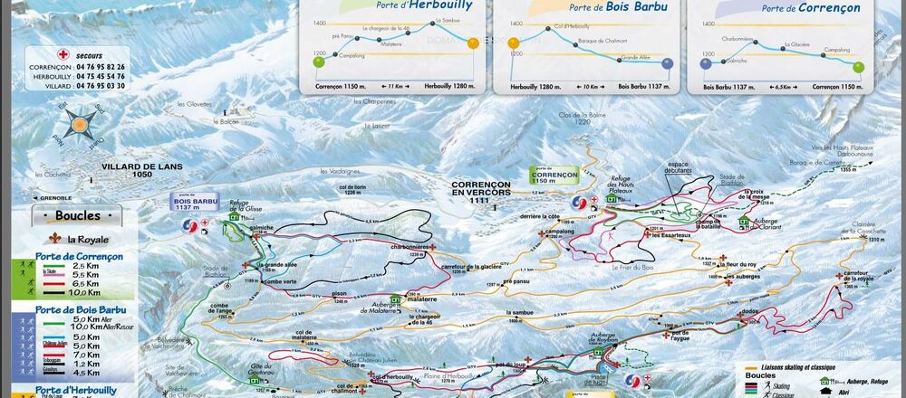 Loipenplan Corrençon en Vercors / Villard de Lans