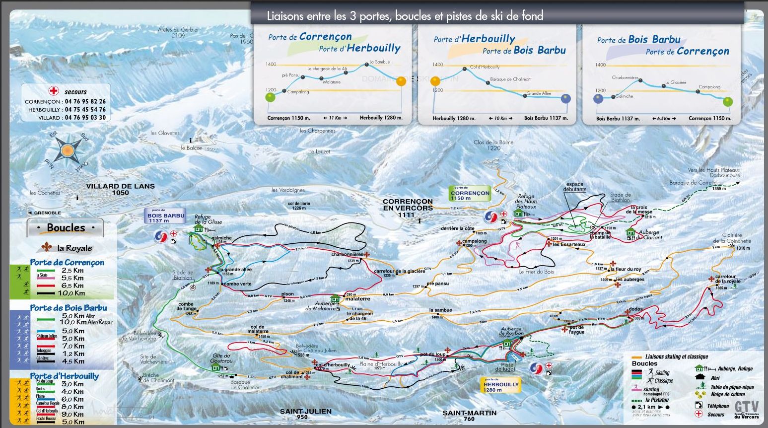 BERGFEX Plan des pistes Corrençon en Vercors / Villard de Lans Ski de