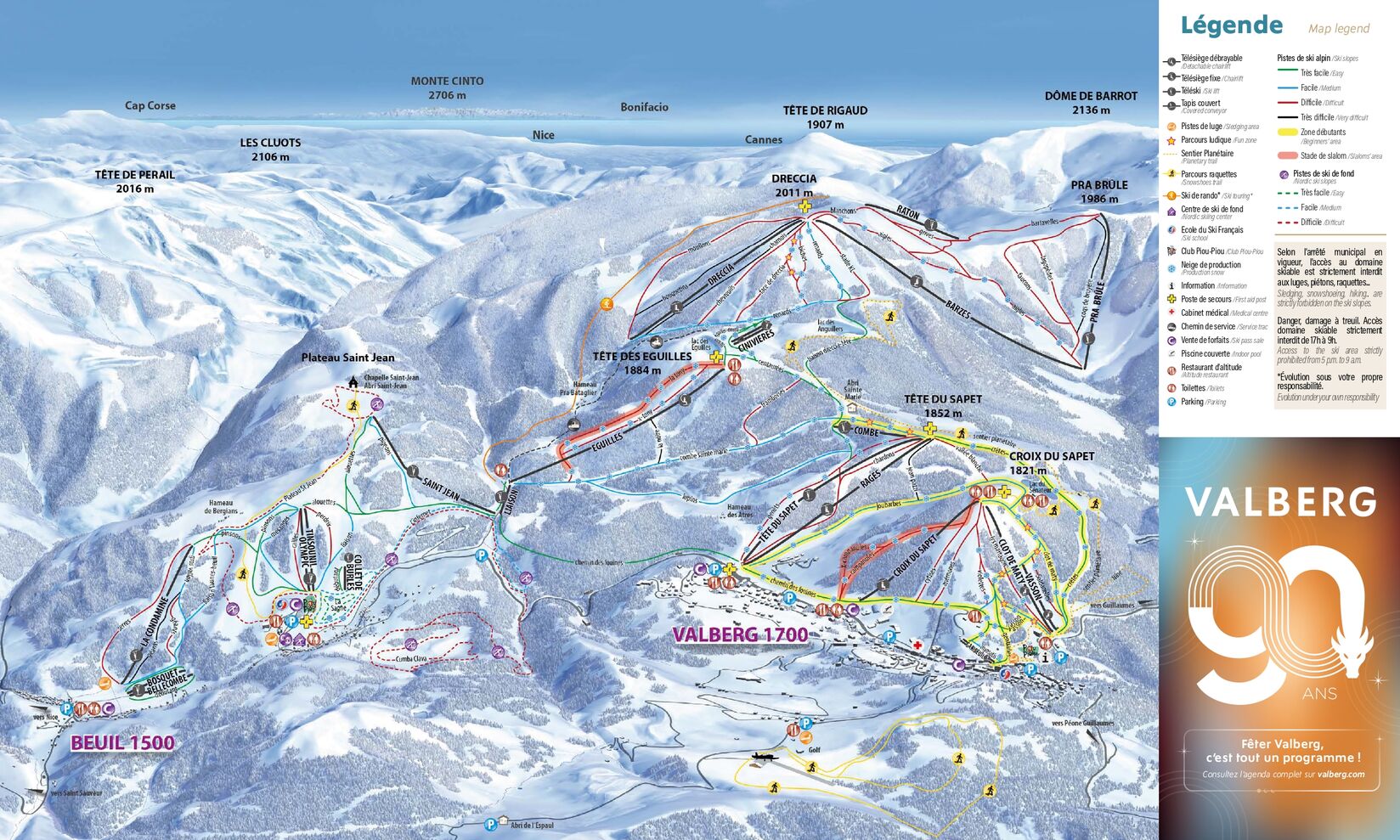 PistenplanSkigebiet Valberg - Beuil / Valberg