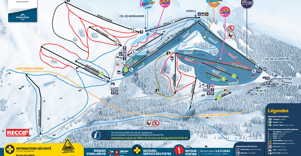 Plan de piste Station de ski Manigod
