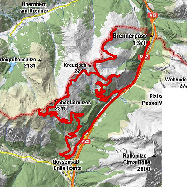 Brenner Grenzkamm - BERGFEX - Mountainbike - Tour Südtirol