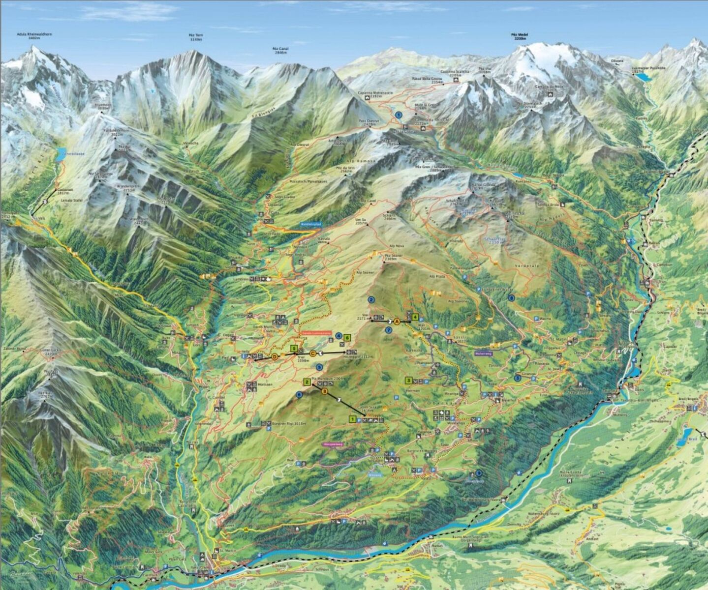 PistenplanSkigebiet Obersaxen Mundaun