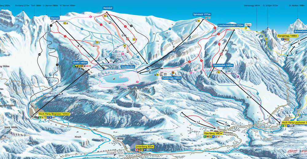 Planul pistelor Zonă de schi Hoch-Ybrig