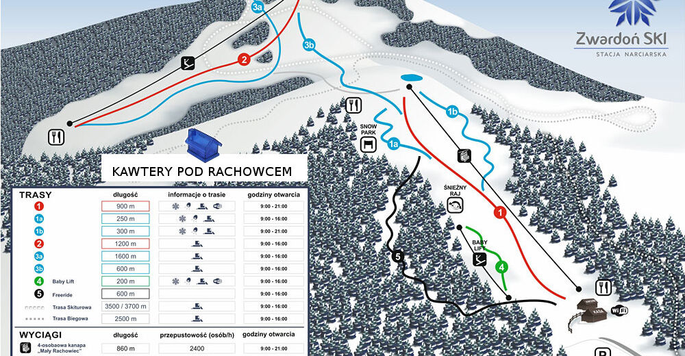 Mapa stoków Ośrodek narciarski Duży Rachowiec / Zwardón
