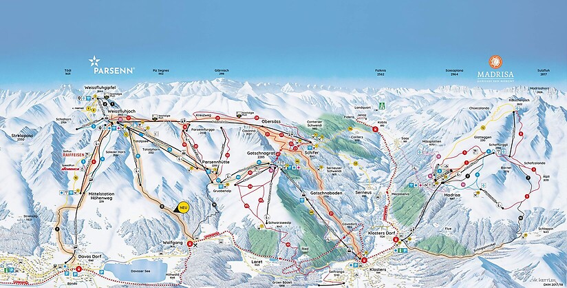 PistenplanSkigebiet Davos Klosters Parsenn