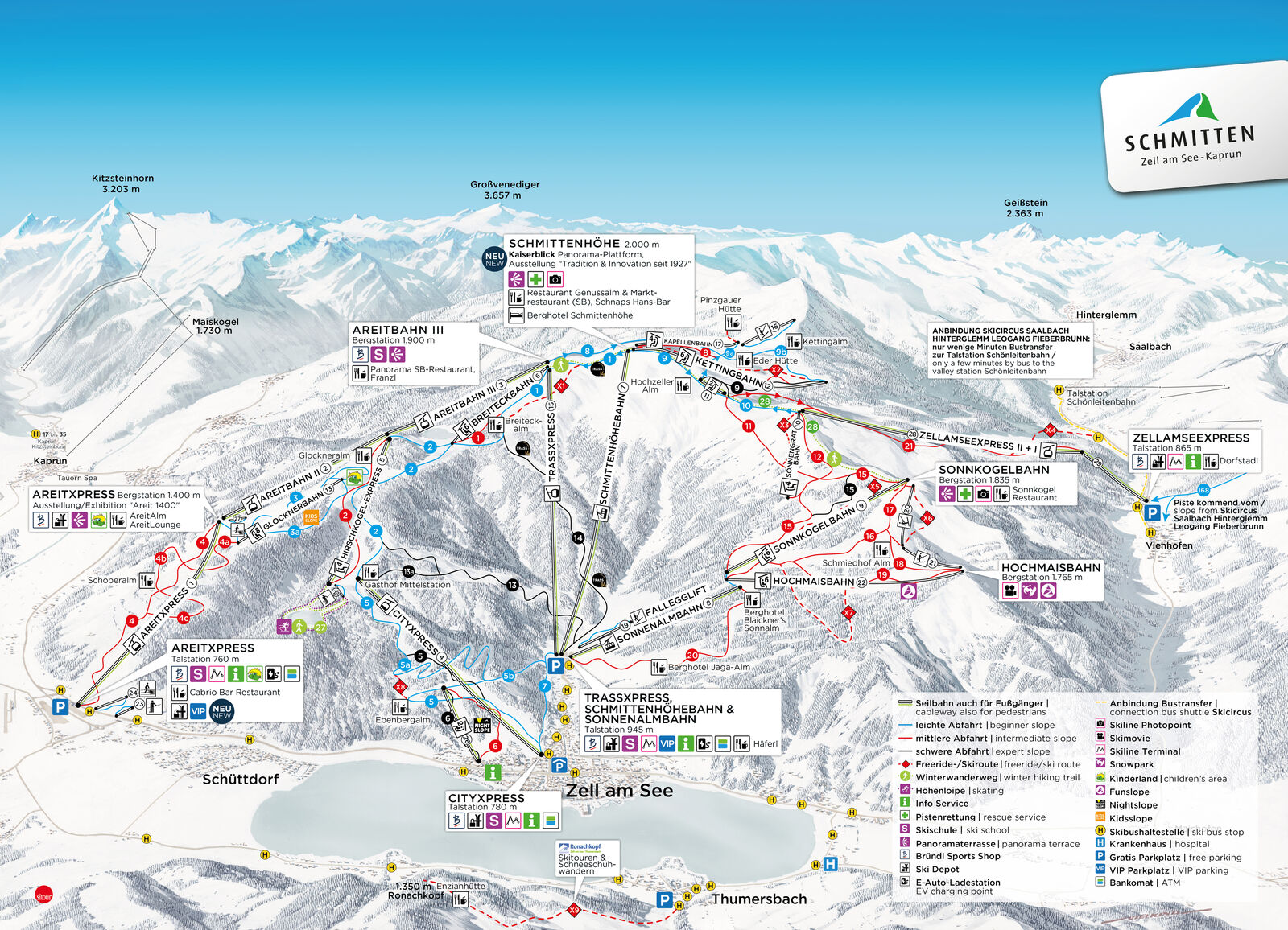 Pistenplan Skigebiet Schmitten / Zell am See
