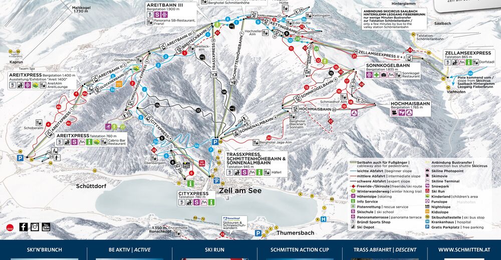 Plan skijaških staza Skijaško područje Schmitten / Zell am See