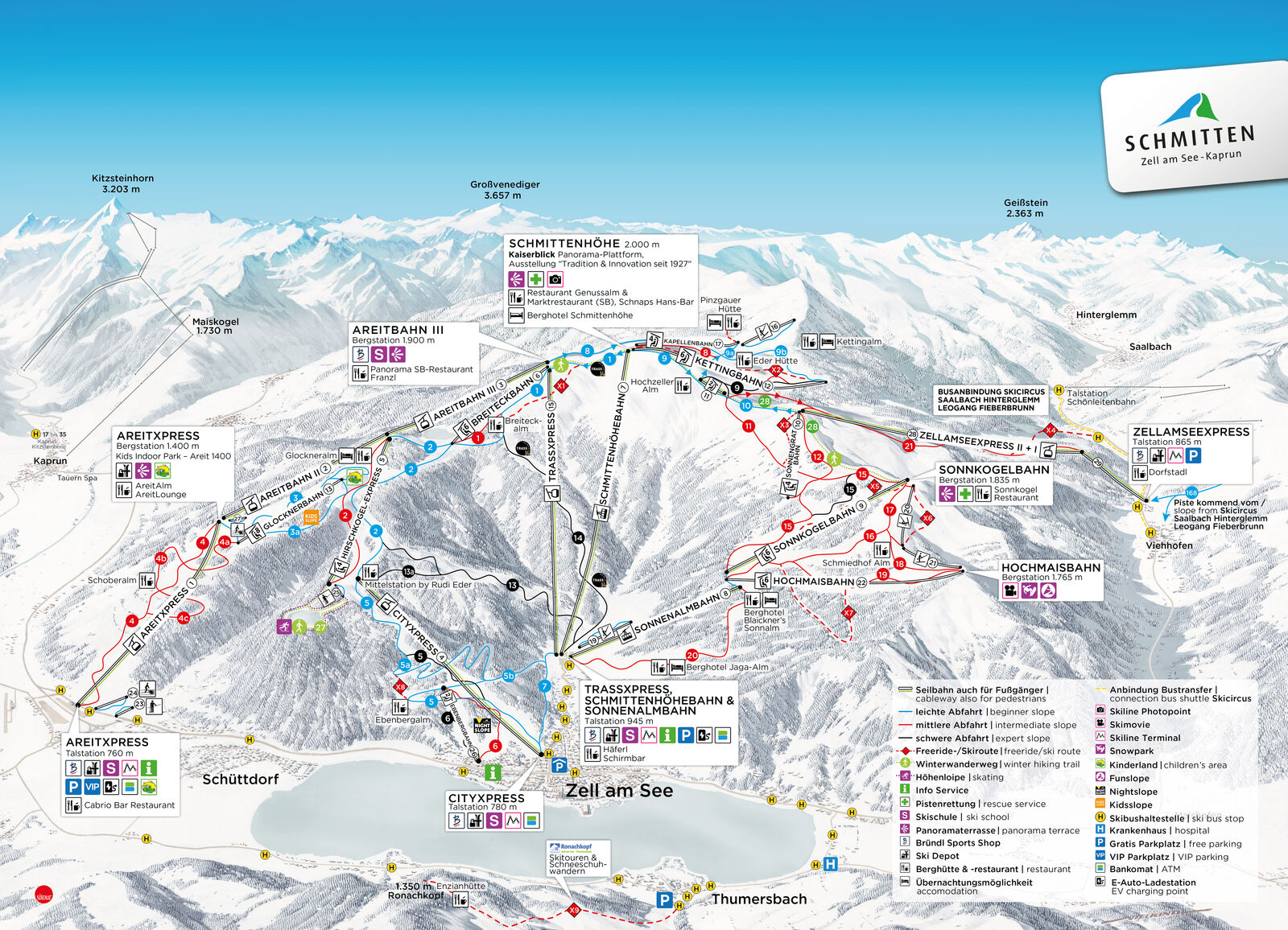Pistenplan Skigebiet Schmitten / Zell am See Pistenplan Skigebiet Schmitten / Zell am See